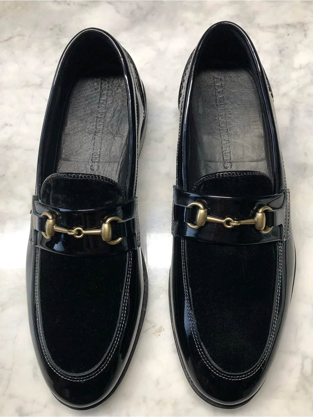 Allen Edmonds Randolph Bit Loafer Mens Size 8.5 Patent Leather Velvet Black NWOB